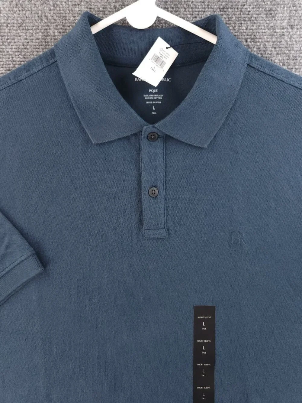 NWT Banana Republic Large Tall LT Blue Short Sleeve Pique Knit Polo Shirt Men